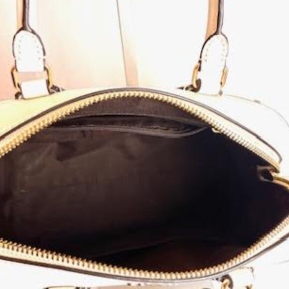 Coach Mini Bennett Satchel + Wristlet Set White Black Chevron Leather Bag - Picture 11 of 16